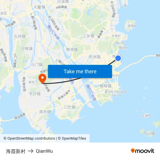 Haixia New Village to QianWu map