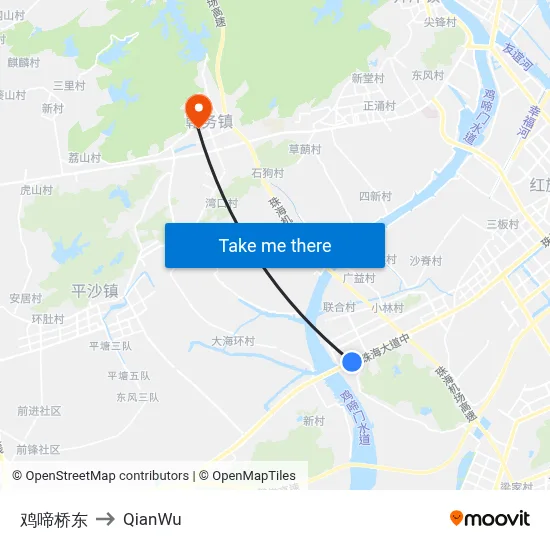 East Jitei Bridge to QianWu map