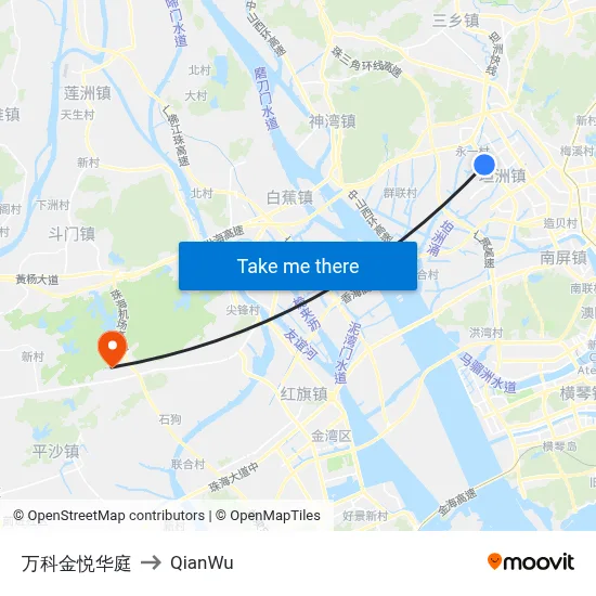 Vanke Jinyue Huating to QianWu map