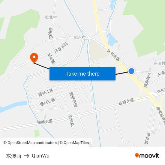 Dongao West to QianWu map
