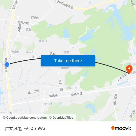 Guangli Wind Power to QianWu map