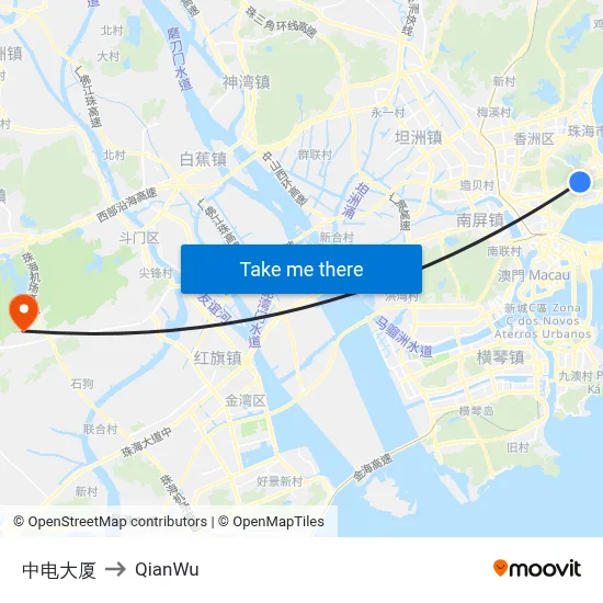 Zhongdian Building to QianWu map