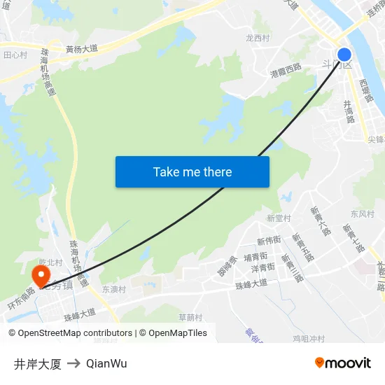 Jingan Building to QianWu map