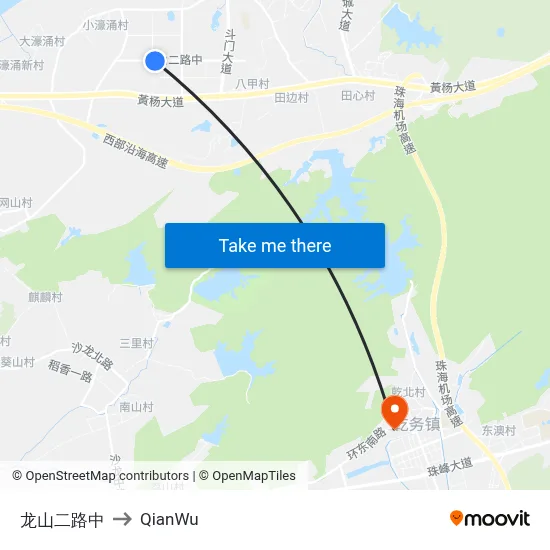 Longshan 2nd Road Middle to QianWu map