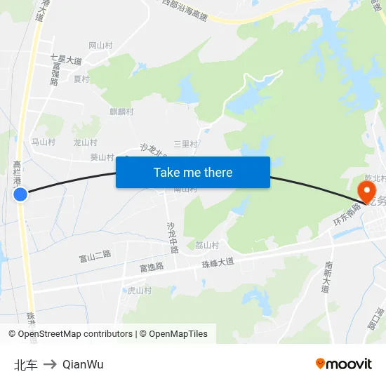 North Station to QianWu map