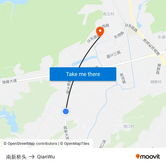 Nanxin Bridge to QianWu map