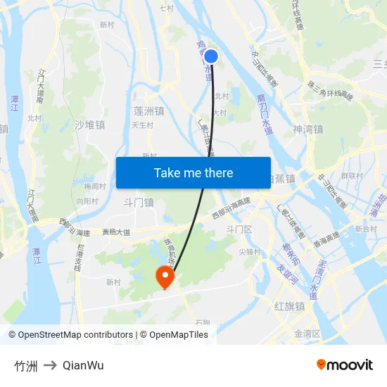 Zhuzhou to QianWu map