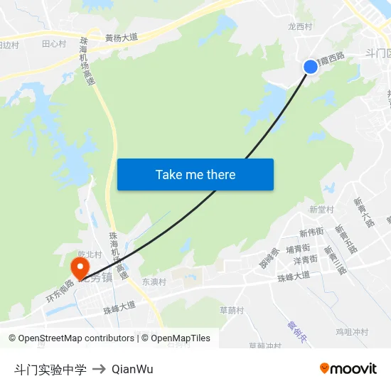 Doumen Experimental School to QianWu map