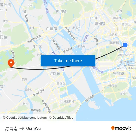 Gangchang South to QianWu map