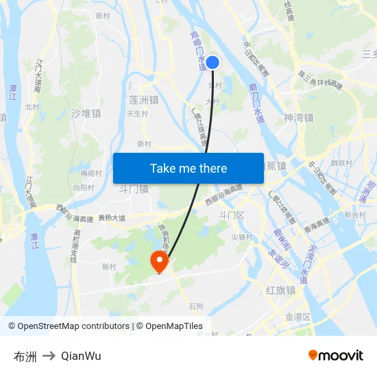 Buzhou to QianWu map