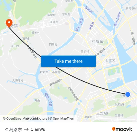 East Jindao Road to QianWu map