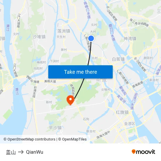 Gai Mountain to QianWu map