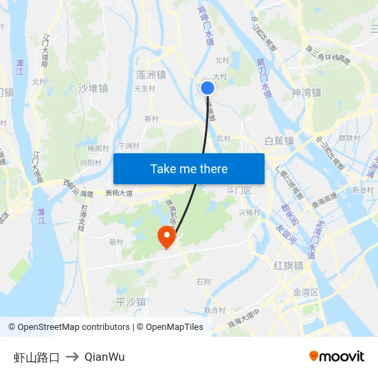Xiashan Intersection to QianWu map