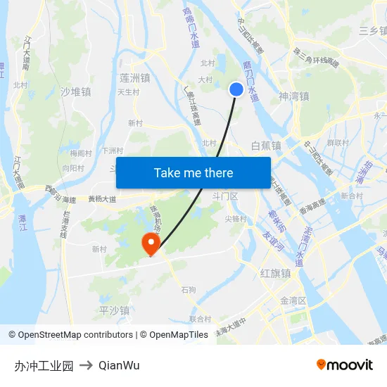 Banchong Industrial Park to QianWu map