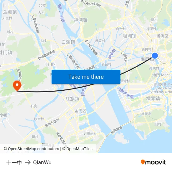 No. 11 Middle School to QianWu map