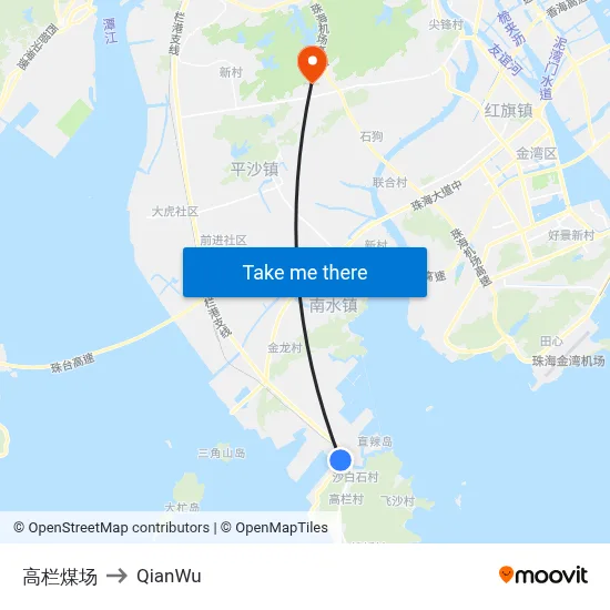 Gaolan Coal Yard to QianWu map