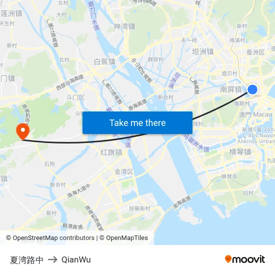 Xiawan Road Middle to QianWu map