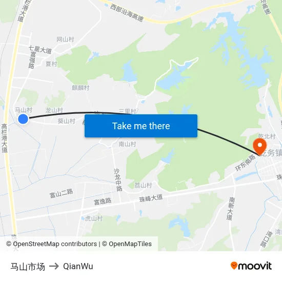 Mashan Market to QianWu map