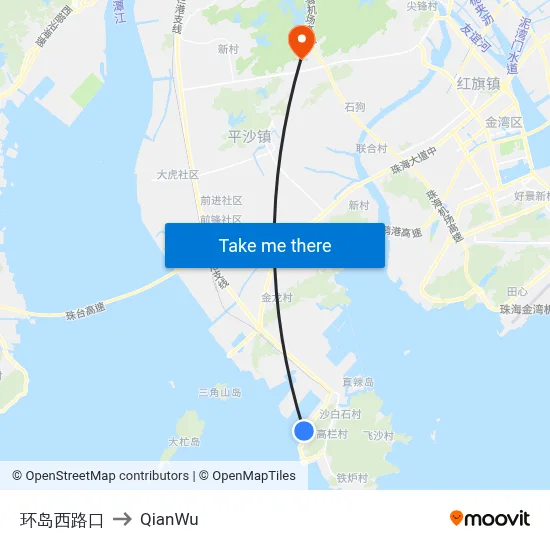 West Island Ring Road Junction to QianWu map