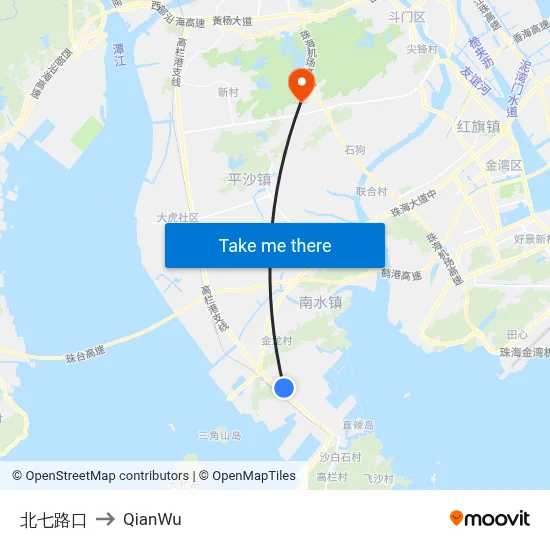 North 7th Road Junction to QianWu map