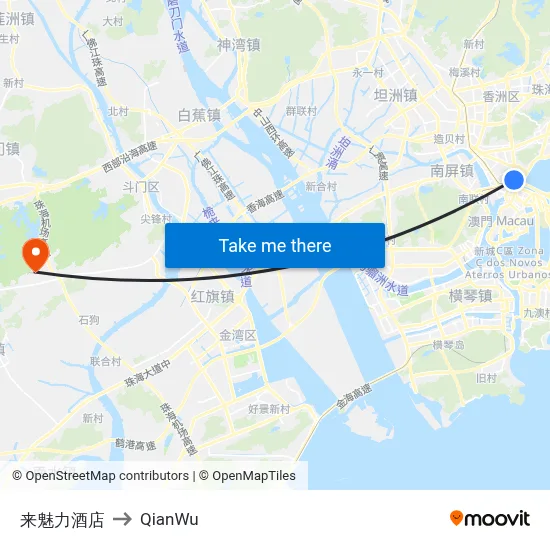 Lai Meili Hotel to QianWu map