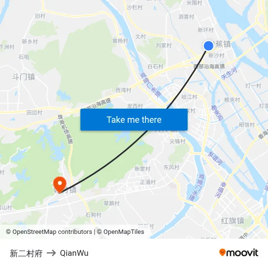 Xiner Village to QianWu map