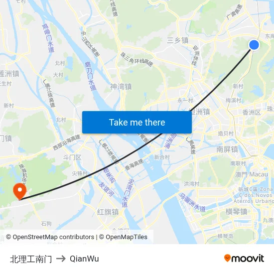 Beili Tech South Gate to QianWu map