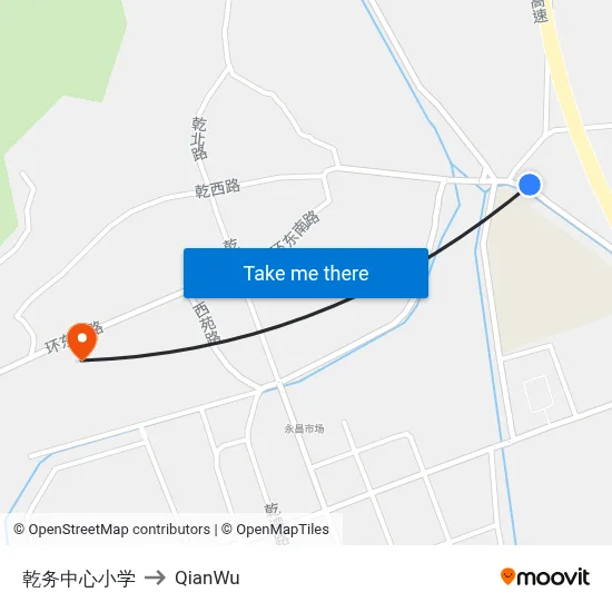 Qianwu Central Elementary School to QianWu map