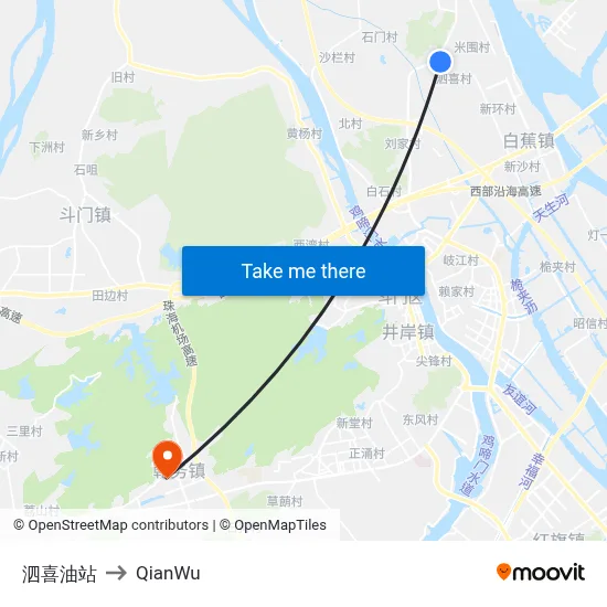 Sixi Gas Station to QianWu map