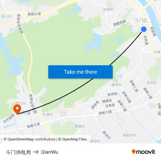 Doumen Power Bureau to QianWu map