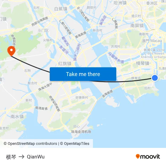 Hengqin to QianWu map
