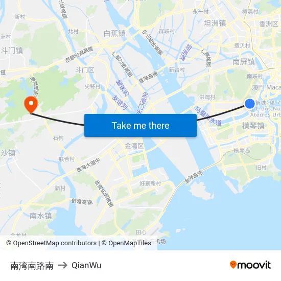 South Nanwan Road South to QianWu map