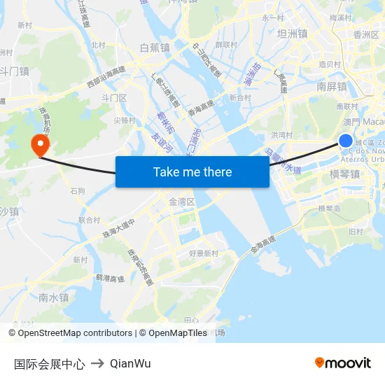 International Convention and Exhibition Center to QianWu map