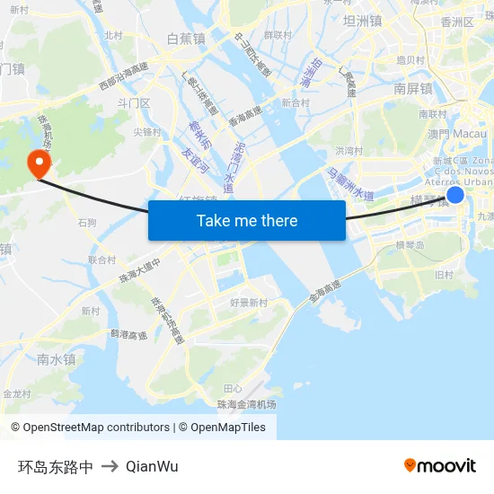Huandao East Road Middle to QianWu map