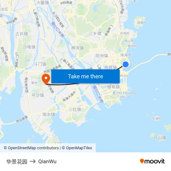 Huajing Garden to QianWu map