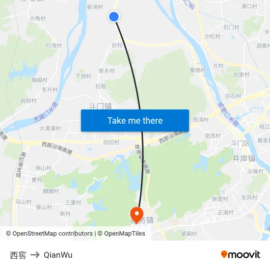 Xizao to QianWu map