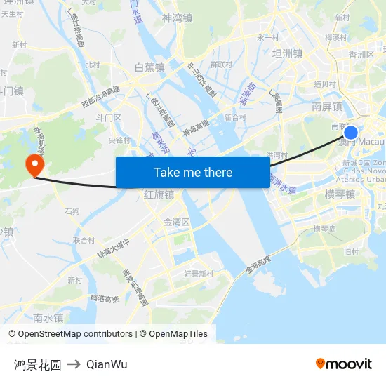 Hung King Garden to QianWu map