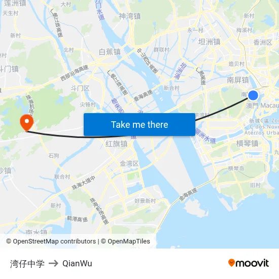 Wanzai Middle School to QianWu map