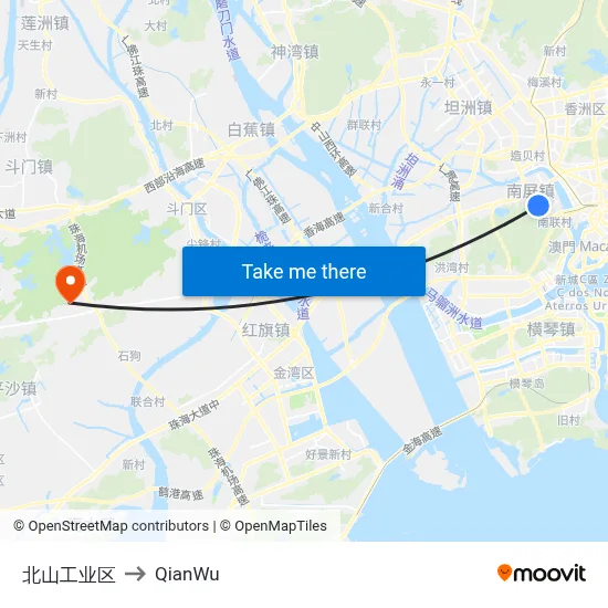 Beishan Industrial Zone to QianWu map