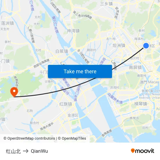 Hongshan North to QianWu map