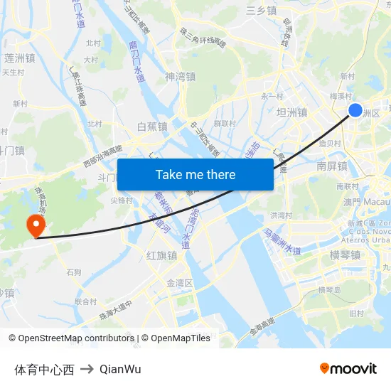 Sports Center West to QianWu map