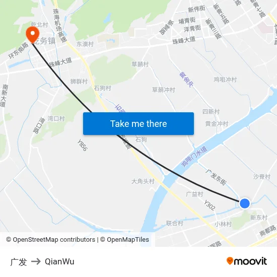 Guangfa to QianWu map