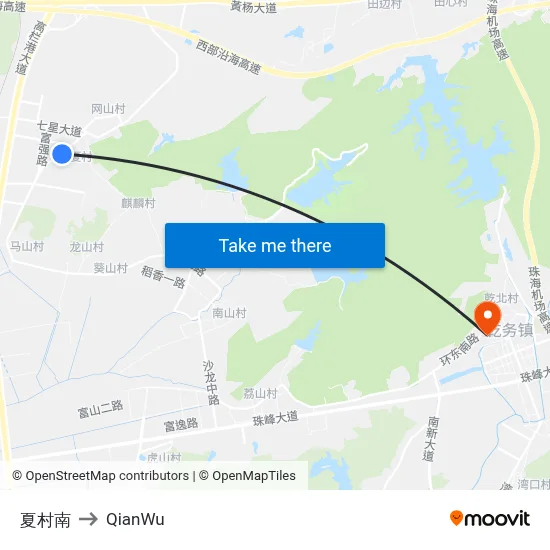 Xia Village South to QianWu map