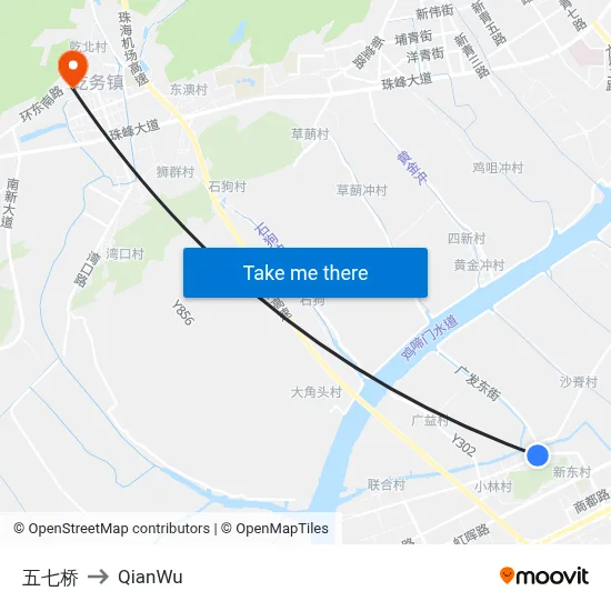 Wuqi Bridge to QianWu map