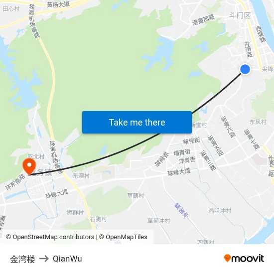Jinwan Building to QianWu map