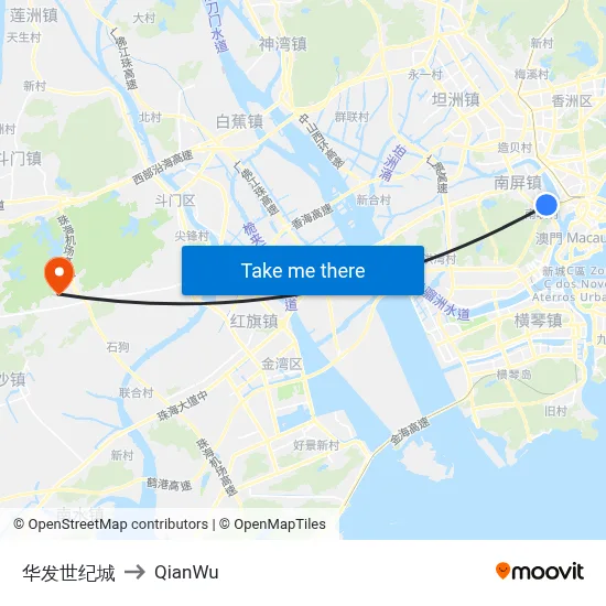 Huafa Century City to QianWu map