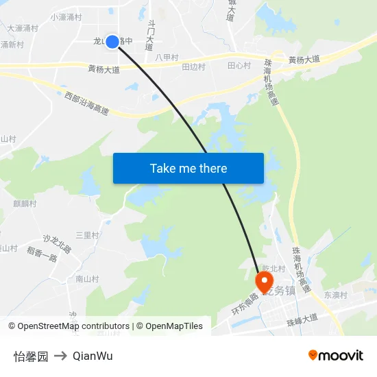 Yixin Garden to QianWu map