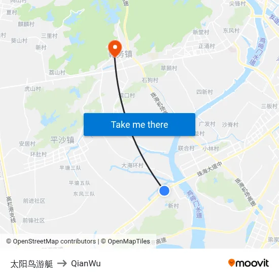 Sunbird Yacht to QianWu map