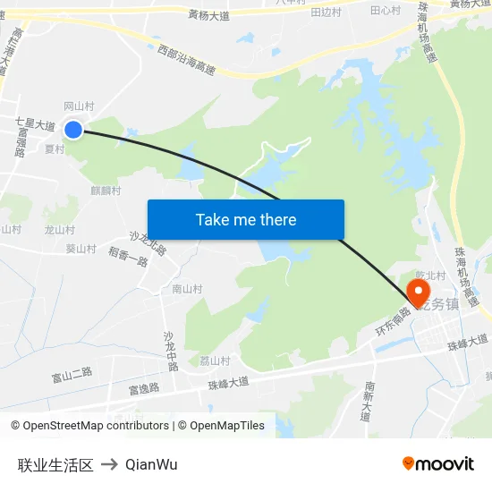 Lianye Living Area to QianWu map