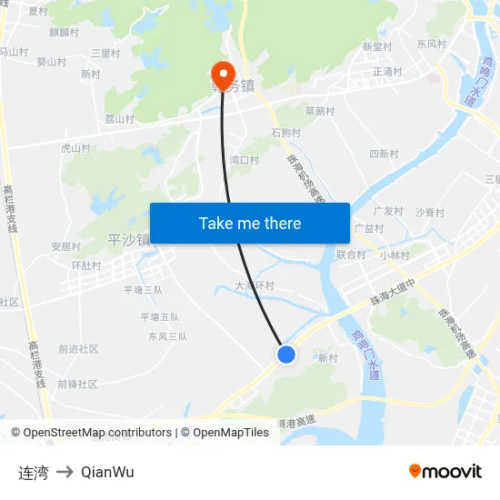 Lianwan to QianWu map